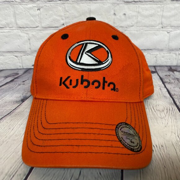 Kubota Baseball Hat Cap Strap Back Orange CHOKO Embroidered SWEAT STAINS - Picture 5 of 14